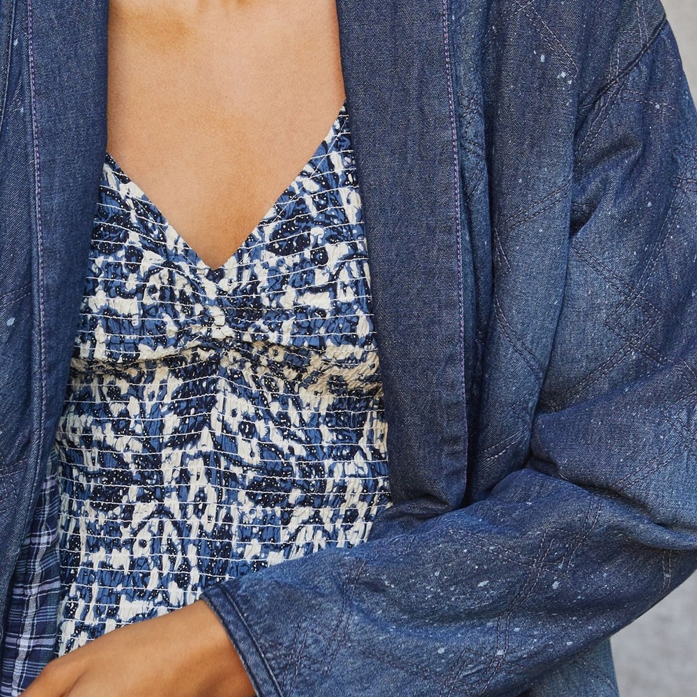 Anthropology quilted denim jacket XS